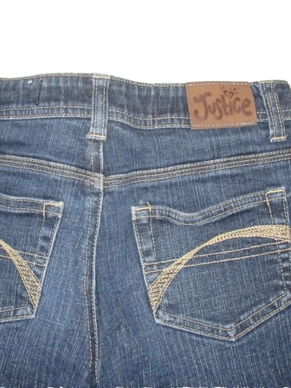 justice girls dark denim blue jeans straight leg sz 12R zipper Button